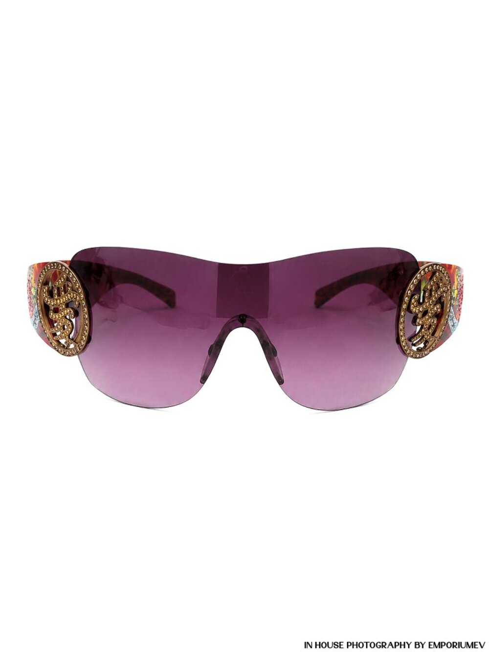Ed Hardy EHS 024 Tortoise Shield Rimless Floral Design Sunglasses 0270
